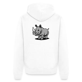 Funny Rhino Cartoon in Gray Style - Unisex Premium Organic Zip Hoodie - white - Back - Thijin (182cm)