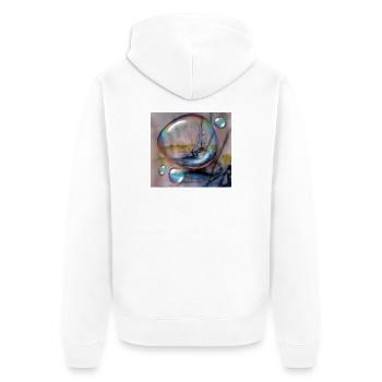 Segeltraum im Nebel - Unisex Premium Bio Zip Hoodie - Weiß - Hinten - Thijin (182cm)