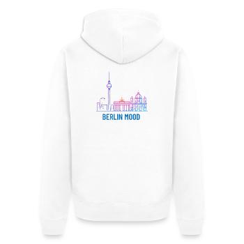 Berlin Mood Neon Skyline - Unisex Premium Organic Zip Hoodie - white - Back - Thijin (182cm)
