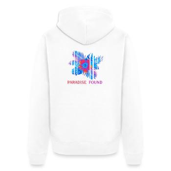 Hibiscus Néon Paradis Trouvé - Veste à capuche bio Premium Unisexe - blanc - Dos - Thijin (182cm)