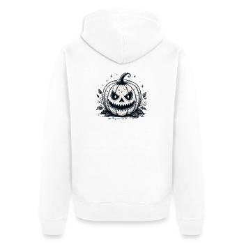 Retro-Monochromer Kürbis - Unisex Premium Bio Zip Hoodie - Weiß - Hinten - Thijin (182cm)