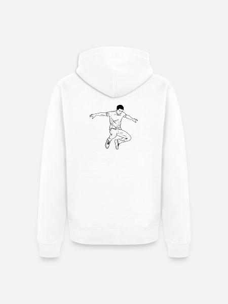 Dancing Man Line Art - Unisex Premium Organic Zip Hoodie - white