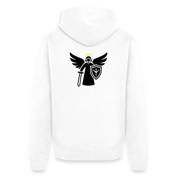 krieger engel piktogramm schild - Unisex Premium Bio Zip Hoodie - Weiß - Hinten - Thijin (182cm)