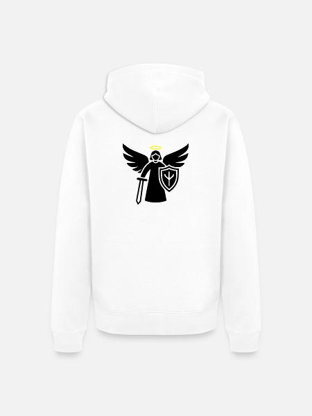 krieger engel piktogramm schild - Unisex Premium Bio Zip Hoodie - Weiß