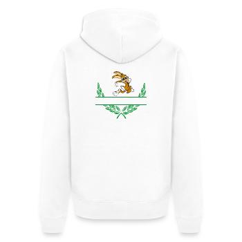 Rabbit Laurel Wreath with Namespace - Unisex Premium Organic Zip Hoodie - white - Back - Thijin (182cm)