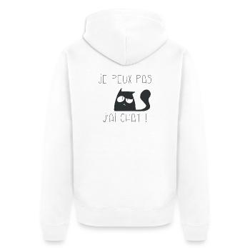 Je peux pas j'ai chat interrogateur - Veste à capuche bio Premium Unisexe - blanc - Dos - Thijin (182cm)