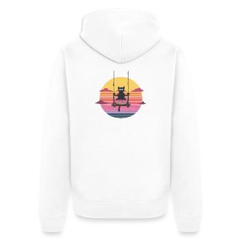 Katzenswing am Donut Sonnenuntergang - Unisex Premium Bio Zip Hoodie - Weiß - Hinten - Thijin (182cm)