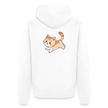Happy Kitten Illustration - Unisex Premium Organic Zip Hoodie - white - Back - Thijin (182cm)