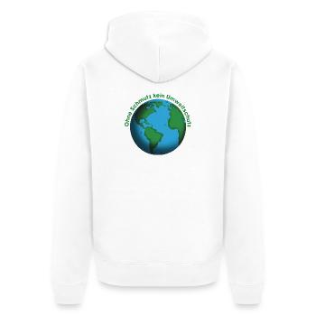 Ohne Schutz kein Umweltschutz  - Unisex Premium Bio Zip Hoodie - Weiß - Hinten - Thijin (182cm)