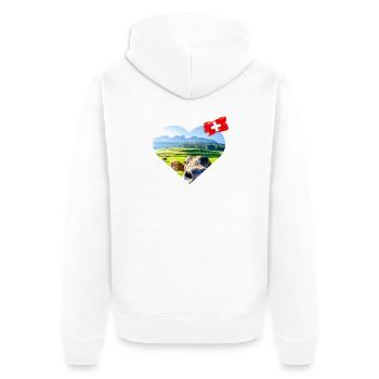 Love Schweiz - Unisex Premium Organic Zip Hoodie - white - Back - Thijin (182cm)
