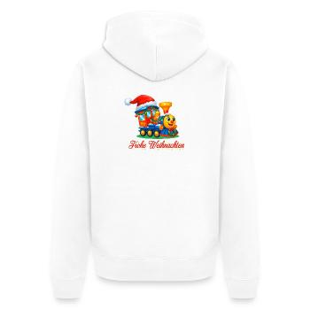 Weihnachtlicher Kinderzug – Merry Christmas Train - Unisex Premium Bio Zip Hoodie - Weiß - Hinten - Thijin (182cm)