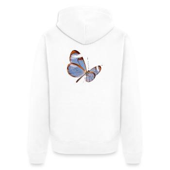 Conception transparente papillon Glasswing - Veste à capuche bio Premium Unisexe - blanc - Dos - Thijin (182cm)