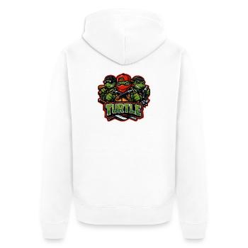 Urban Turtle Crew Street Fighter Maskottchen - Unisex Premium Bio Zip Hoodie - Weiß - Hinten - Thijin (182cm)
