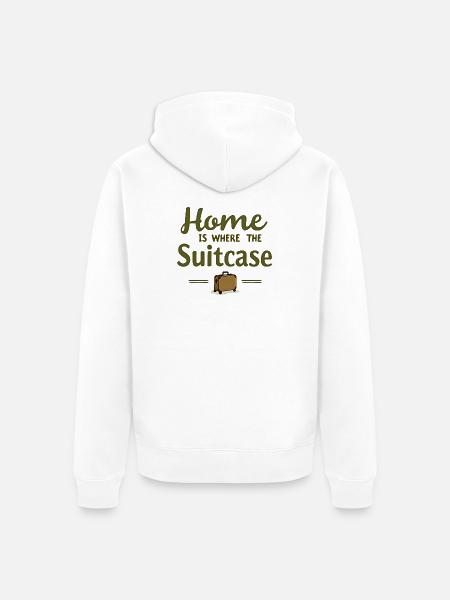 Home Is Where the Suitcase - Unisex Premium Organic Zip Hoodie - white