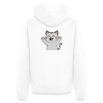 Pattes de chat heureuses Santé (griffes pointues) - Veste à capuche bio Premium Unisexe - blanc - Dos - Thijin (182cm)