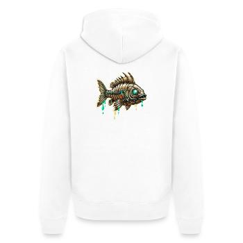 Cybernetic Steampunk Fish - Unisex Premium Organic Zip Hoodie - white - Back - Thijin (182cm)