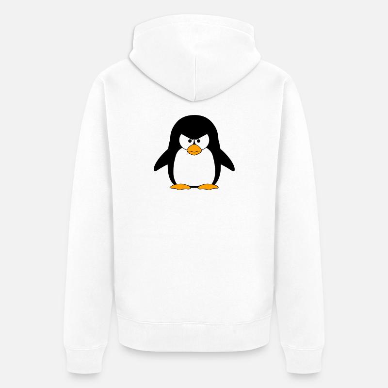Dessin animé du Pingouin en Colère - Veste à capuche bio Premium Unisexe - blanc