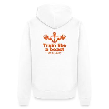 Train like a beast - look like a beauty - Unisex Premium Organic Zip Hoodie - white - Back - Thijin (182cm)