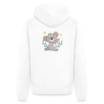 Pastell-Entspannter Koala mit Laub - Unisex Premium Bio Zip Hoodie - Weiß - Hinten - Thijin (182cm)