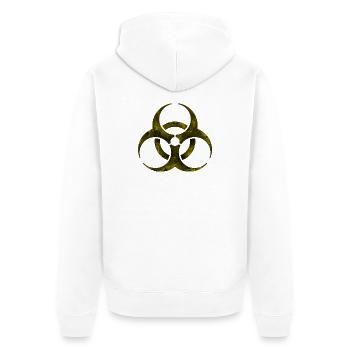 Symbole jaune de danger biologique - Veste à capuche bio Premium Unisexe - blanc - Dos - Thijin (182cm)