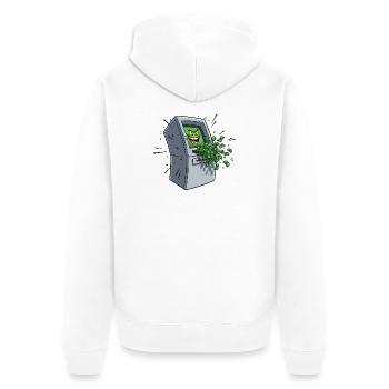 Gieriger Geldautomat Cartoon - Unisex Premium Bio Zip Hoodie - Weiß - Hinten - Thijin (182cm)