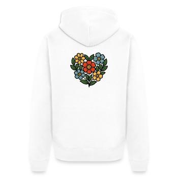 Blumenstrauß Folk-Stil - Unisex Premium Bio Zip Hoodie - Weiß - Hinten - Thijin (182cm)