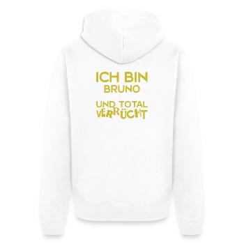 Vorname Bruno - Unisex Premium Bio Zip Hoodie - Weiß - Hinten - Thijin (182cm)