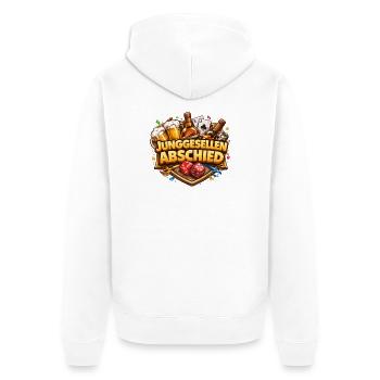 Junggesellenabschied Bierwettstreit - Unisex Premium Bio Zip Hoodie - Weiß - Hinten - Thijin (182cm)