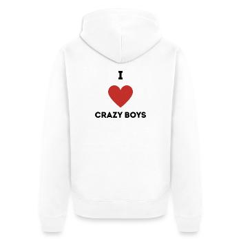 J’adore les garçons fous - Veste à capuche bio Premium Unisexe - blanc - Dos - Thijin (182cm)