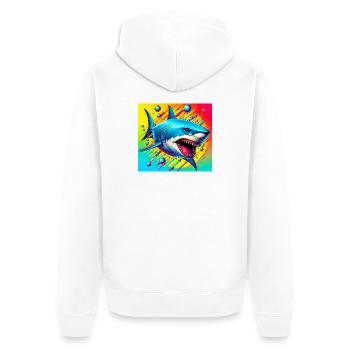 Shark - Unisex Premium Organic Zip Hoodie - white - Back - Thijin (182cm)
