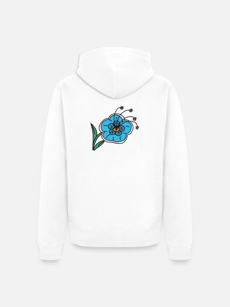 Handgezeichnete blaue Blume Kinder Kind - Unisex Premium Bio Zip Hoodie - Weiß
