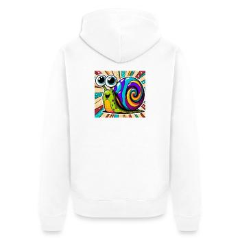 Schnecke - Unisex Premium Bio Zip Hoodie - Weiß - Hinten - Thijin (182cm)