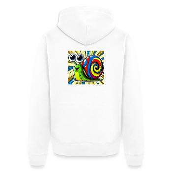 Schnecke - Unisex Premium Bio Zip Hoodie - Weiß - Hinten - Thijin (182cm)