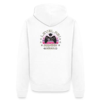 Abitur 2026 - Level Abi Completed Geschenkidee - Unisex Premium Bio Zip Hoodie - Weiß - Hinten - Thijin (182cm)