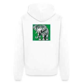 Elefant - Unisex Premium Bio Zip Hoodie - Weiß - Hinten - Thijin (182cm)