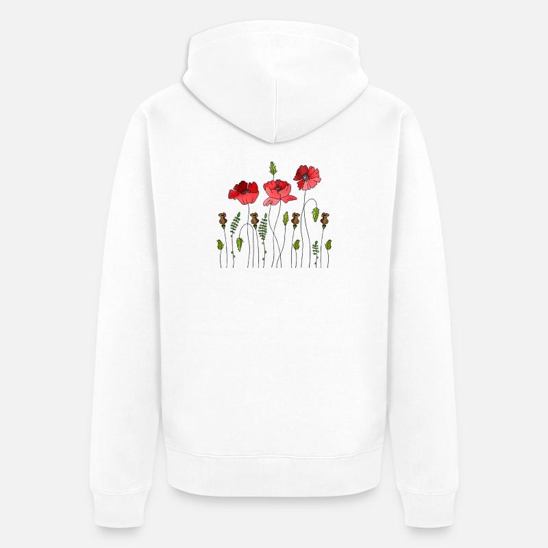 blomster - Premium økologisk unisex-hettejakke - hvit
