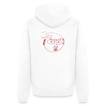 Abstraktes rotes Künstlergesicht Geschenk - Unisex Premium Bio Zip Hoodie - Weiß - Hinten - Thijin (182cm)