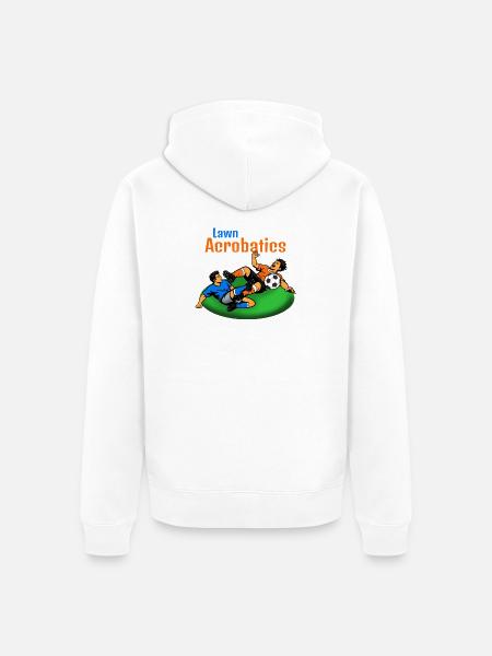 Lawn Acrobats Fußballakrobaten (Blutgrätsche) - Unisex Premium Bio Zip Hoodie - Weiß