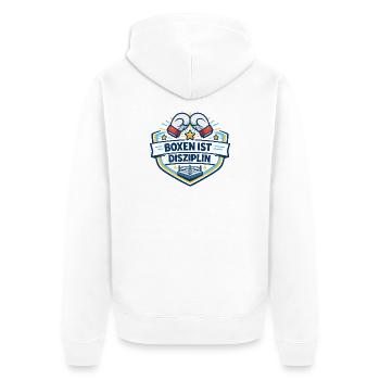 Kraftvoller Boxkampf Crest - Unisex Premium Bio Zip Hoodie - Weiß - Hinten - Thijin (182cm)