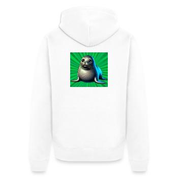 seal - Unisex Premium Organic Zip Hoodie - white - Back - Thijin (182cm)