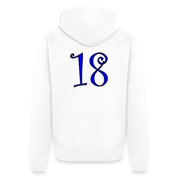 18. 18 ANS. 18e ANNIVERSAIRE. ANNIVERSAIRE 18 ANS. - Veste à capuche bio Premium Unisexe - blanc - Dos - Thijin (182cm)