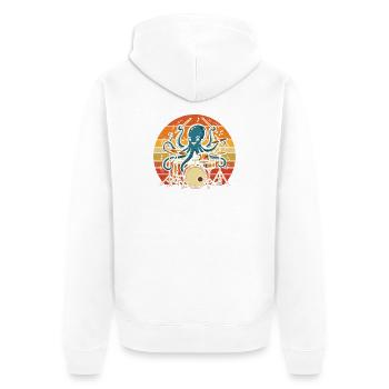 Octopus Rhythm Drummer - Unisex Premium Organic Zip Hoodie - white - Back - Thijin (182cm)