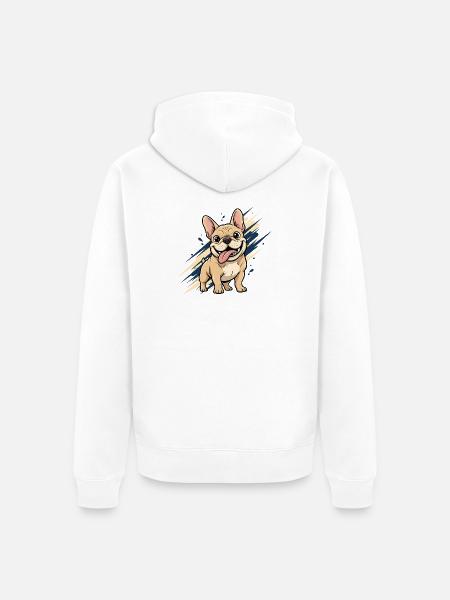 Franz Bulldog Fun - Unisex Premium Organic Zip Hoodie - white