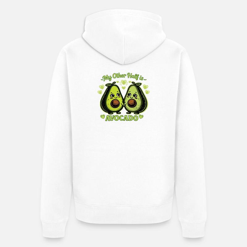 Mon autre moitié, c’est l’avocat - Veste à capuche bio Premium Unisexe - blanc