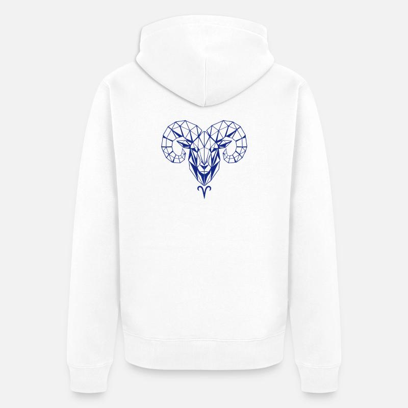 Geometrischer Widderkopf Polygon - Unisex Premium Bio Zip Hoodie - Weiß
