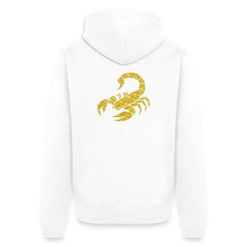 Scorpion – Pouvoir & Mystère - Veste à capuche bio Premium Unisexe - blanc - Dos - Thijin (182cm)