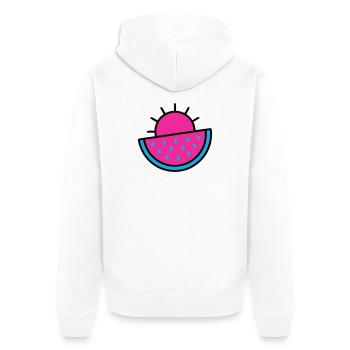 Watermelon Sun 90s Pop Art - Unisex Premium Organic Zip Hoodie - white - Back - Thijin (182cm)