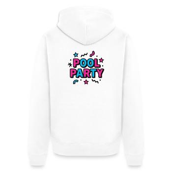 Pool Party 90er Schriftzug - Unisex Premium Bio Zip Hoodie - Weiß - Hinten - Thijin (182cm)