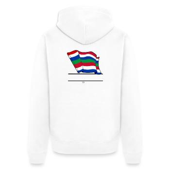 Schier-Flagge – Individuelles Inseldesign - Unisex Premium Bio Zip Hoodie - Weiß - Hinten - Thijin (182cm)