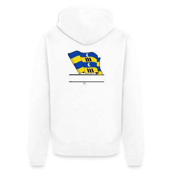 Ameland-Flagge – Individuelles Inseldesign - Unisex Premium Bio Zip Hoodie - Weiß - Hinten - Thijin (182cm)